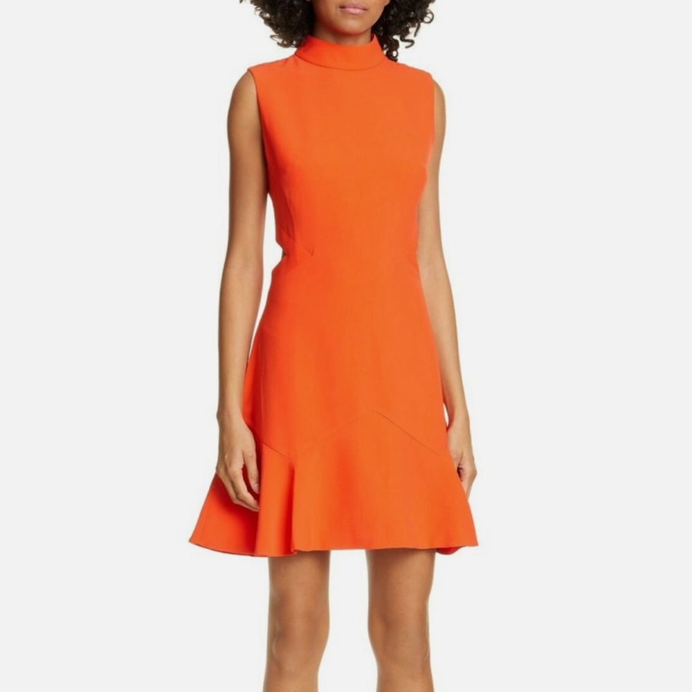 Ted Baker Cormier Cutout Fluted Hem Shift Dress Orange